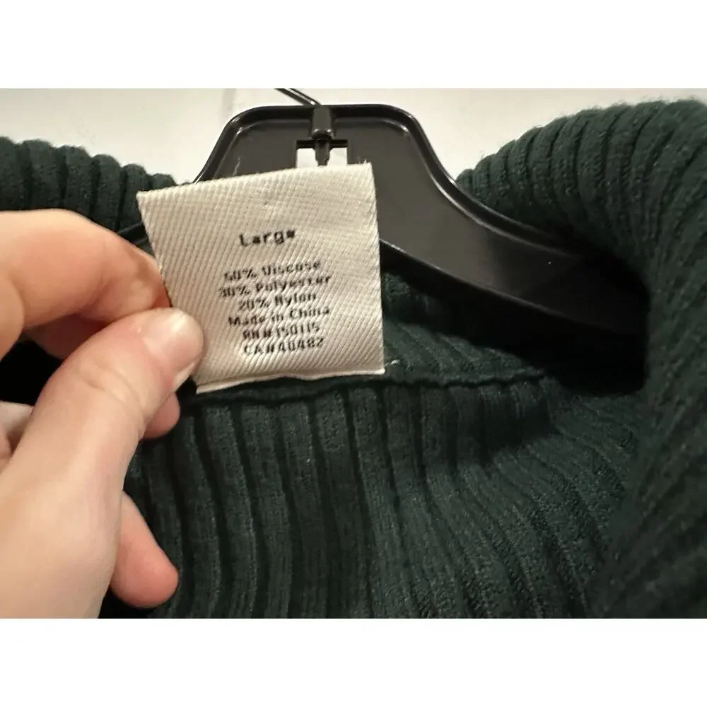 VARLEY Carmen Rib-Knit Zip Through Cardigan Darkest Spruce Sweater Large L